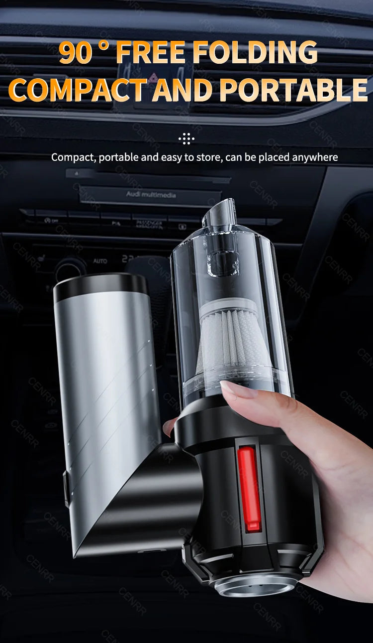 CENRR 998000PA Powerful Mini Cordless Car Vacuum Cleaner – Portable Handheld Vacuum & Blower for Car and Home Cleaning