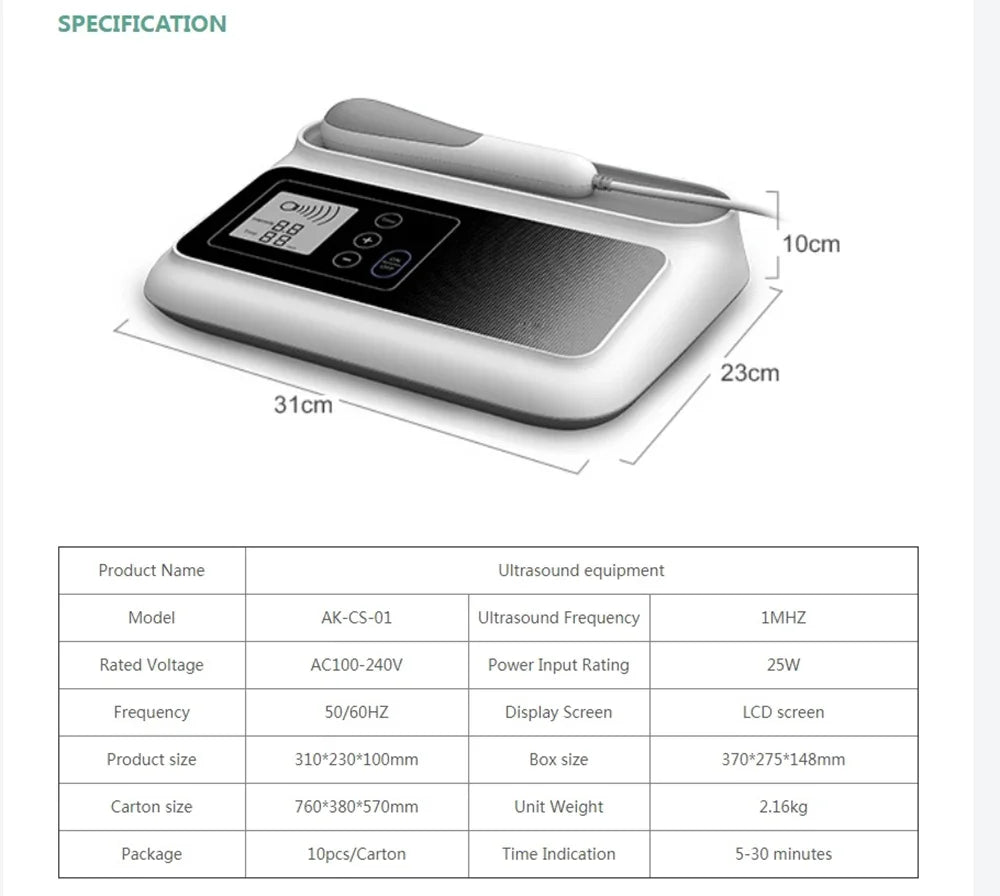 Drug-free ultrasound therapy machine designed to relieve muscle soreness and joint discomfort with digital LCD screen ⚡🧠