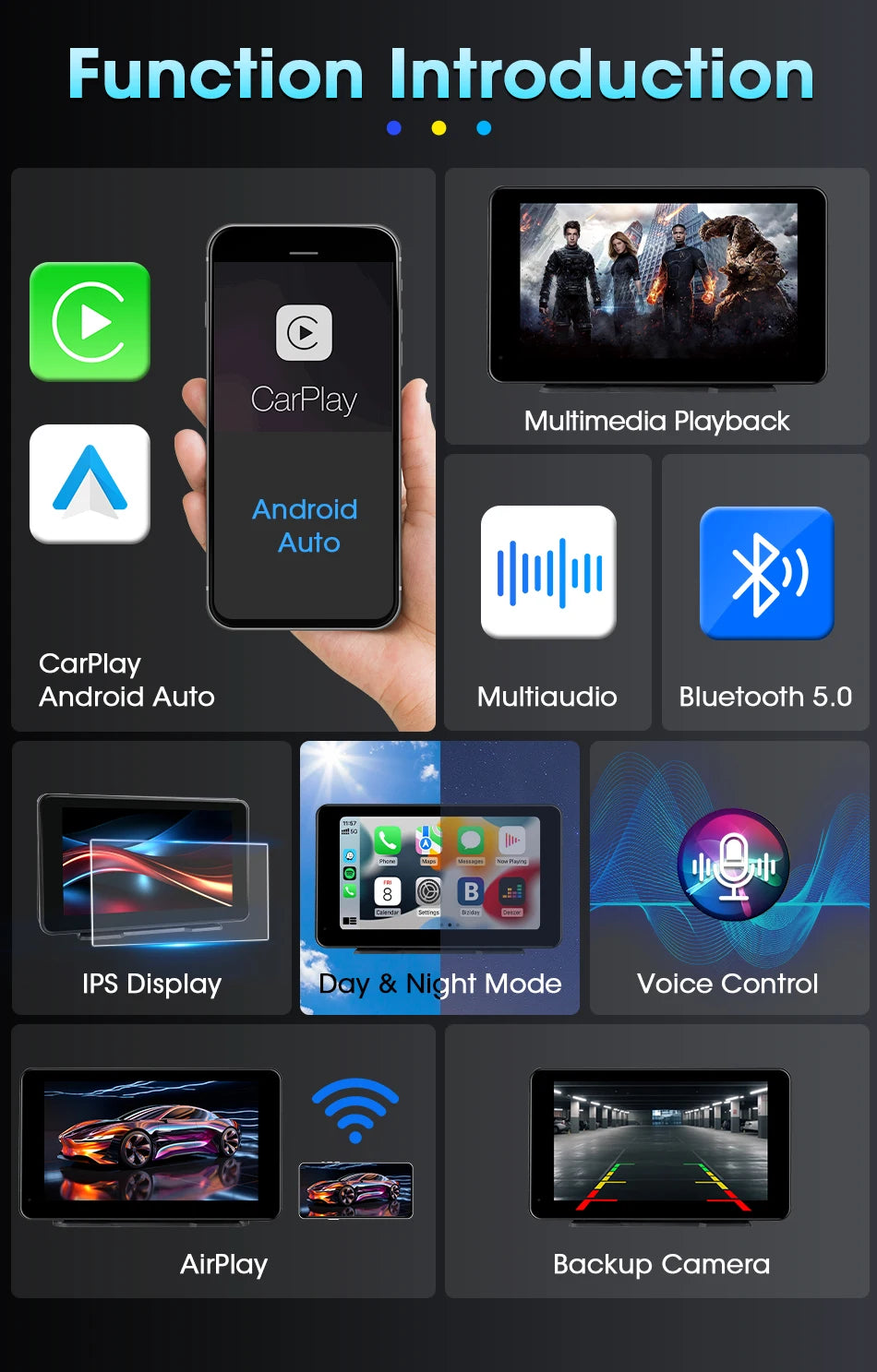 VTOPEK 8.1" 2.5K Car Dash Camera – Wireless CarPlay & Android Auto Display, GPS Navigation, WiFi DVR with Rear Camera