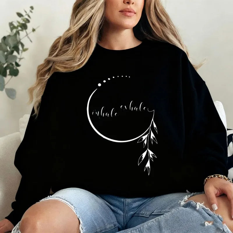 Inhale Exhale Sweatshirt Motivational Hoodie for Woman Aesthetic Mindfulness Hoody Yoga Teacher