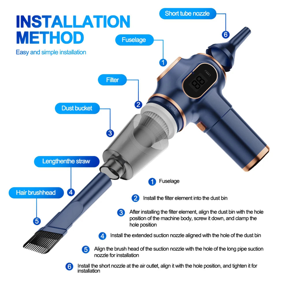 ROADSUN 4-in-1 98000Pa Powerful Cordless Car Vacuum Cleaner for Audi Full Series – Portable Wireless Handheld Auto Cleaning Device