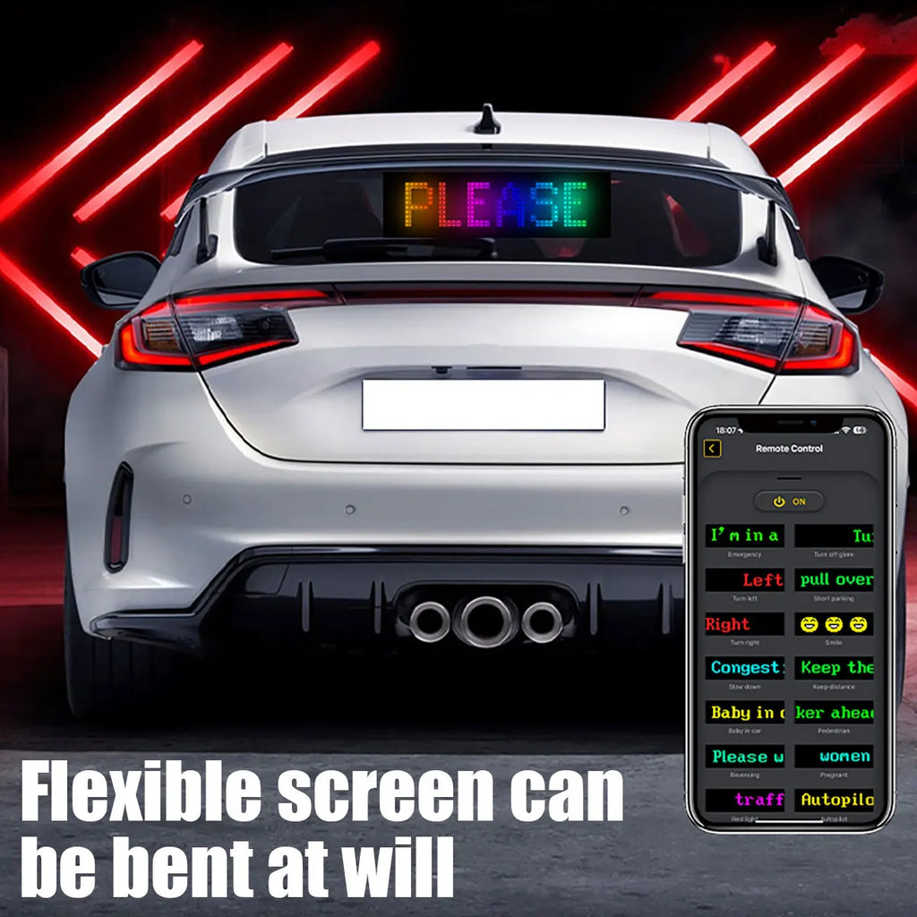 Smart RGB LED Matrix Car Display with APP Control – Custom Scrolling Text, Animated Pixel Board & Windshield Advertising Screen