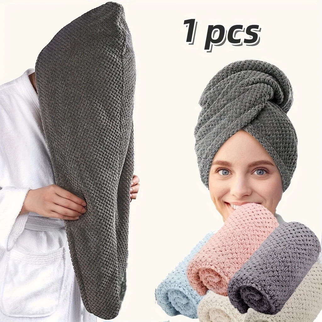 Solid color hair towel Textured dry hair cap 9.8 "X 25.5"
