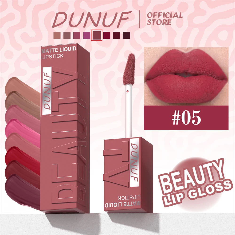 Matte velvet smooth easy-to-apply tube lip gloss waterproof.