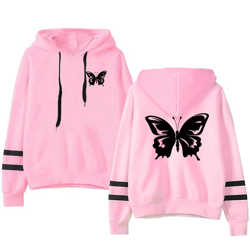 Spring Sweatshirt Style Outdoors Stripe Women Versatile Pullovers Hoodies