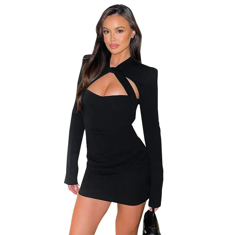 Women’s Polyester Wrap Dress with Waist Detail