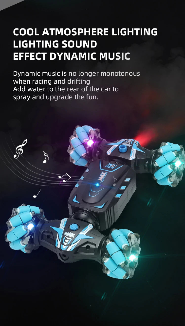 4WD Stunt Remote Control Car with LED Lights, Gesture Sensing, Deformable Twisting & Climbing Features – Electronic Toy for Kids
