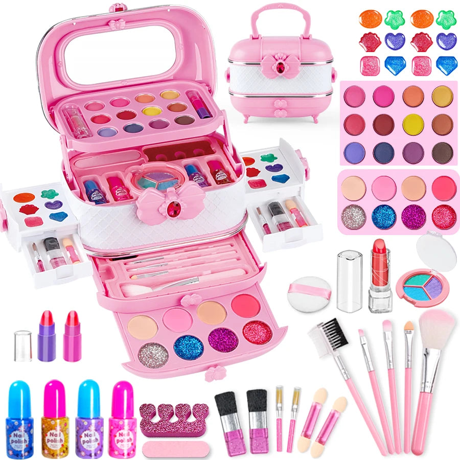 Washable Kids Makeup Kit for Girls – Real Pretend Play Beauty Set for Toddlers & Children