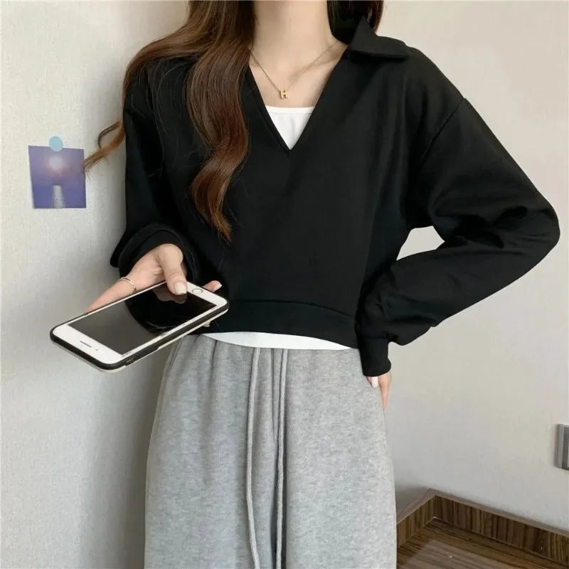 Sweatshirt For Women Cropped Matching Cheap Aesthetic Kpop Cotton