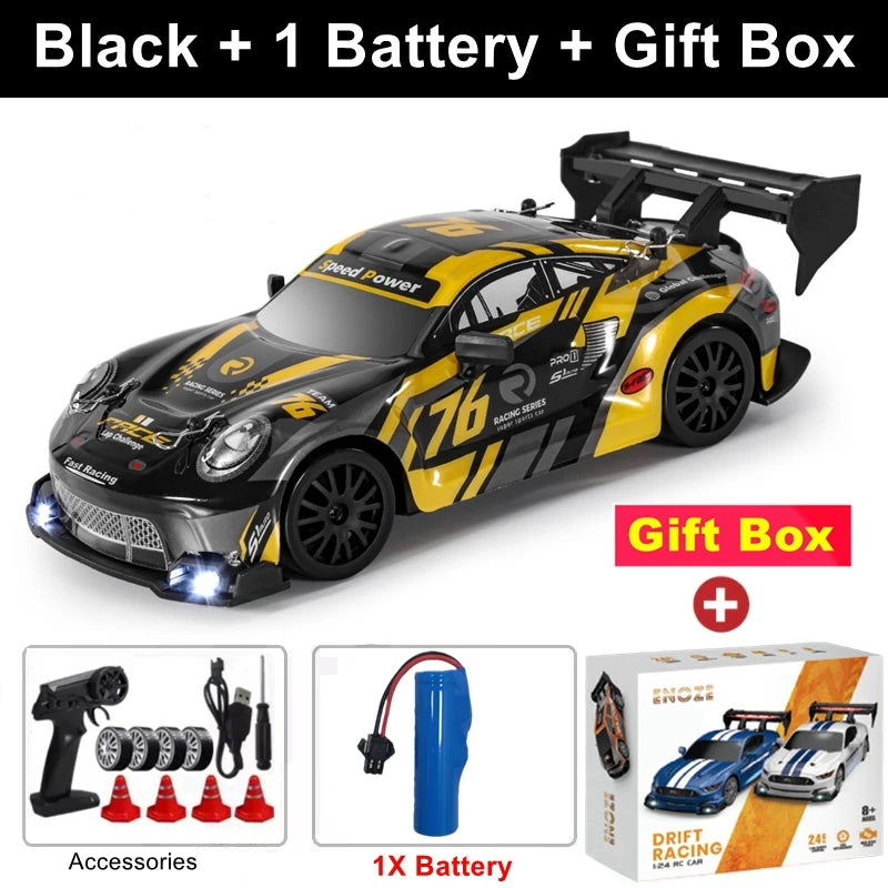 4WD RC Drift Car – High-Speed Remote Control Racing Vehicle with LED Lights and 2.4GHz Controller for Kids