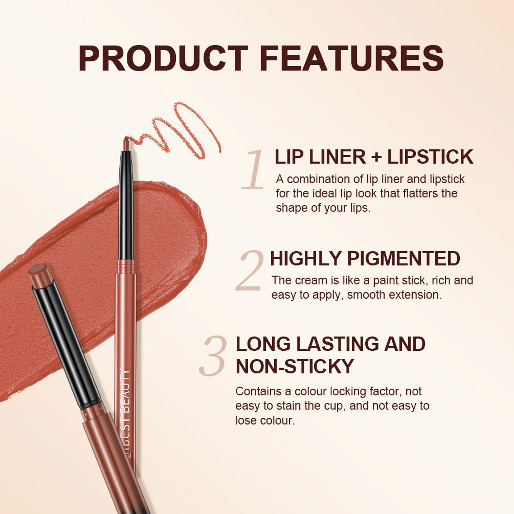 Lipstick Lipliner Pen Set Matte Velvet Lip Liner Pencil
