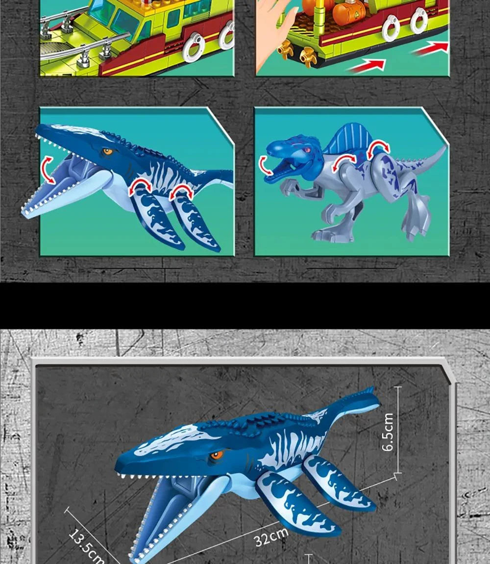 Sea Monster Attack Building Blocks – Adventure Boat and Dinosaur Construction Set Toy for Children