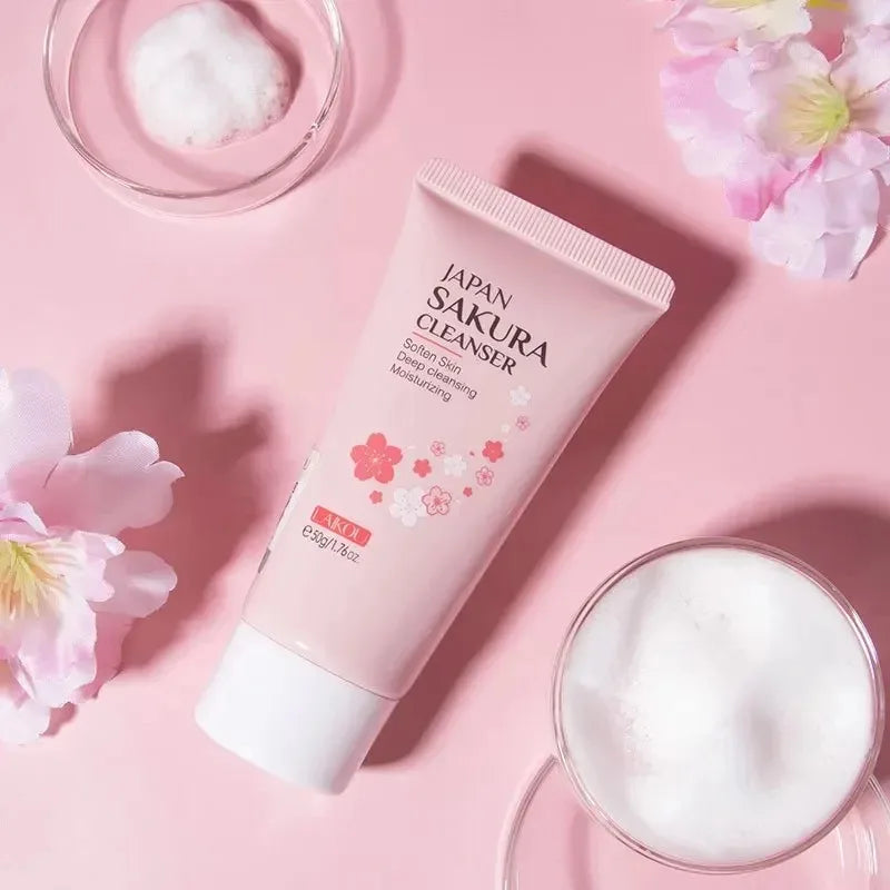 LAIKOU Sakura Cleanser Gentle Deep Cleaning Oil Control Moisturizing Shrink Pores Face Skin Care.