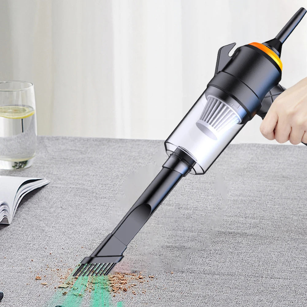 Rechargeable 6-in-1 Car Vacuum Cleaner with Type-C Charging, Powerful Suction & Air Blower for Car, Home and Office Cleaning