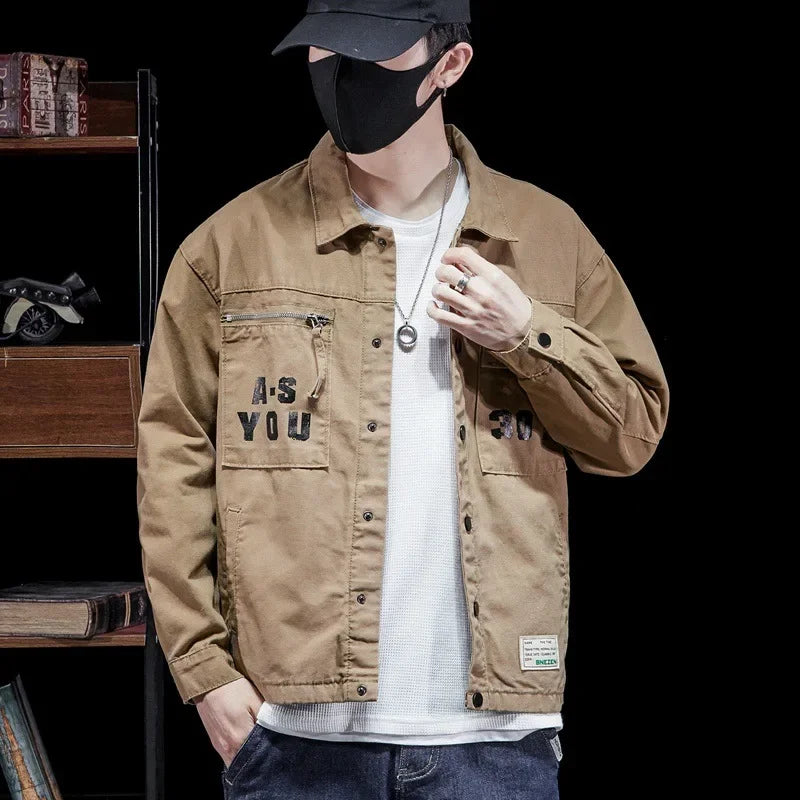 American Style Vintage Workwear Shirt Loose Casual Versatile Cotton Top Fashionable Simple Autumn Men's Clothing