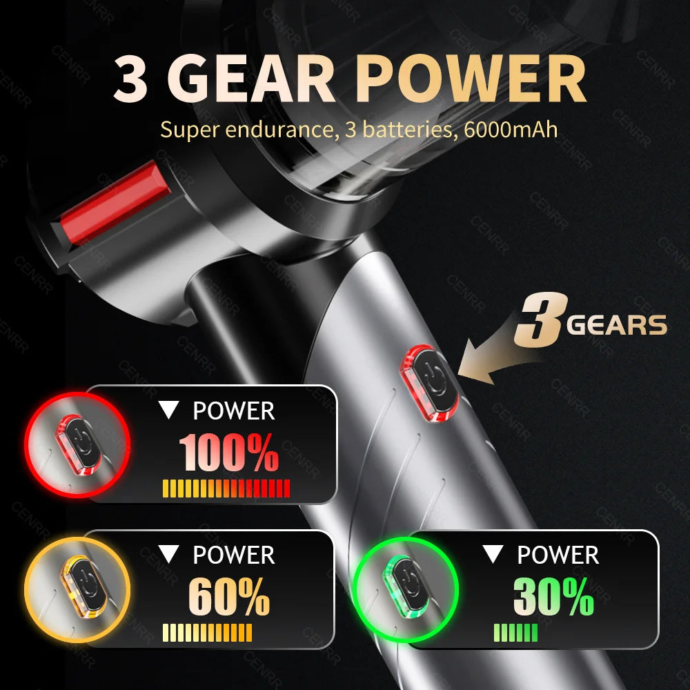CENRR 998000PA Powerful Mini Cordless Car Vacuum Cleaner – Portable Handheld Vacuum & Blower for Car and Home Cleaning