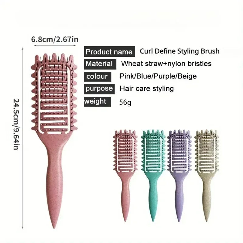 Curl Define Styling Brush Hollow Out Detangling Hair Brush Tangled Wet Curly Hair Comb