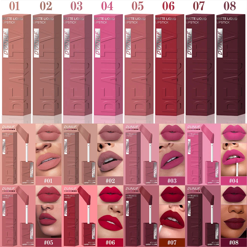 Matte velvet smooth easy-to-apply tube lip gloss waterproof.