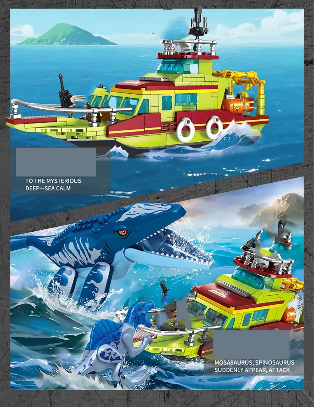 Sea Monster Attack Building Blocks – Adventure Boat and Dinosaur Construction Set Toy for Children