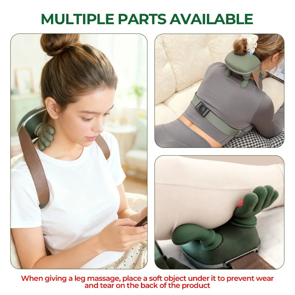 Wireless Bionic Finger Neck & Shoulder Massager with Deep Kneading Trapezius Therapy and Brushless Motor for Cervical Relaxation