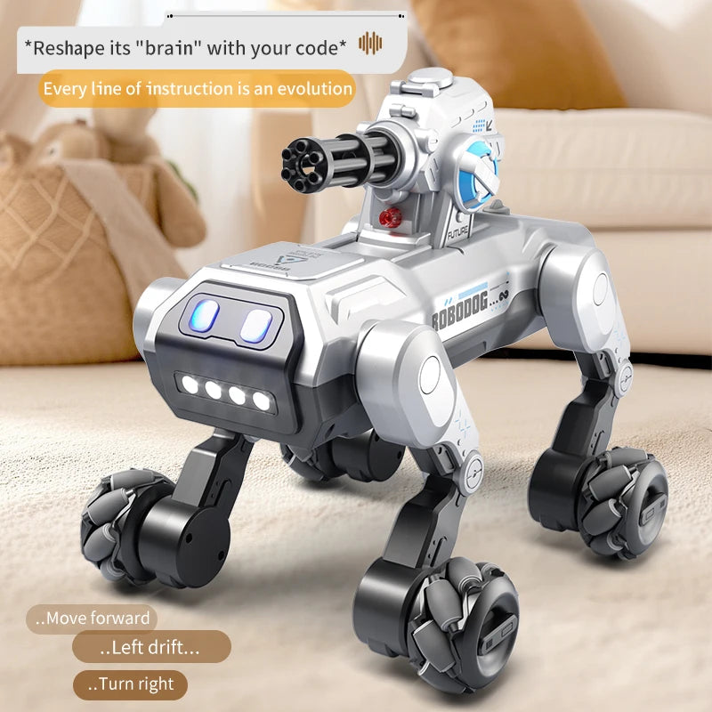 New 2.4G Remote-Control Robot Dog – Singing, Dancing, Follow Mode with 360° Rotating Cannon Toy for Kids
