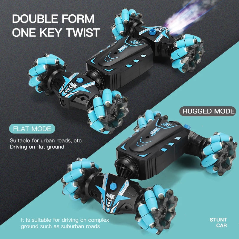 4WD Stunt Remote Control Car with LED Lights, Gesture Sensing, Deformable Twisting & Climbing Features – Electronic Toy for Kids