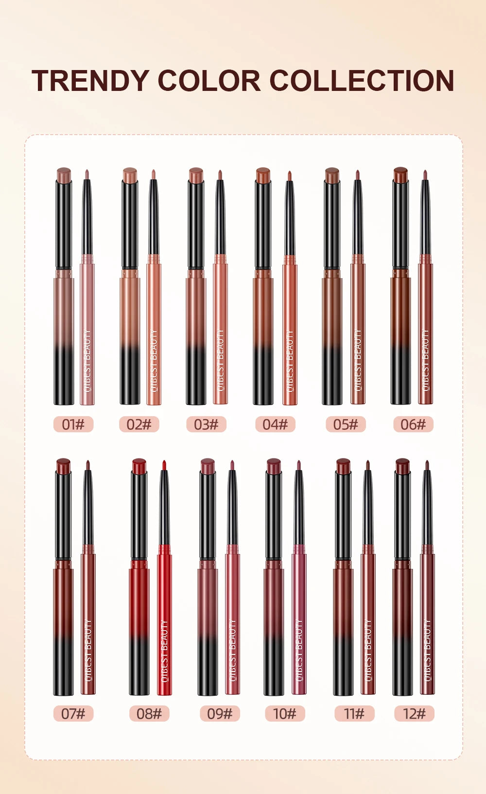 Lipstick Lipliner Pen Set Matte Velvet Lip Liner Pencil