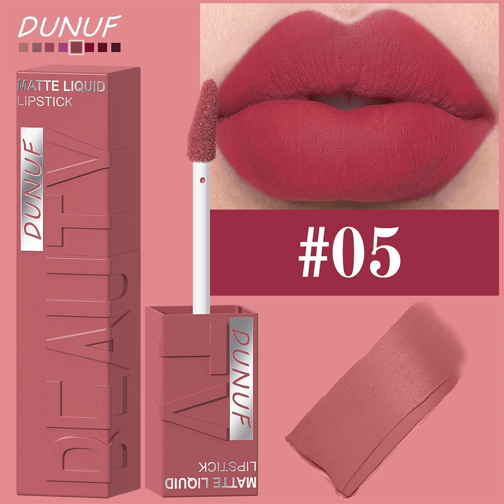 Matte velvet smooth easy-to-apply tube lip gloss waterproof.