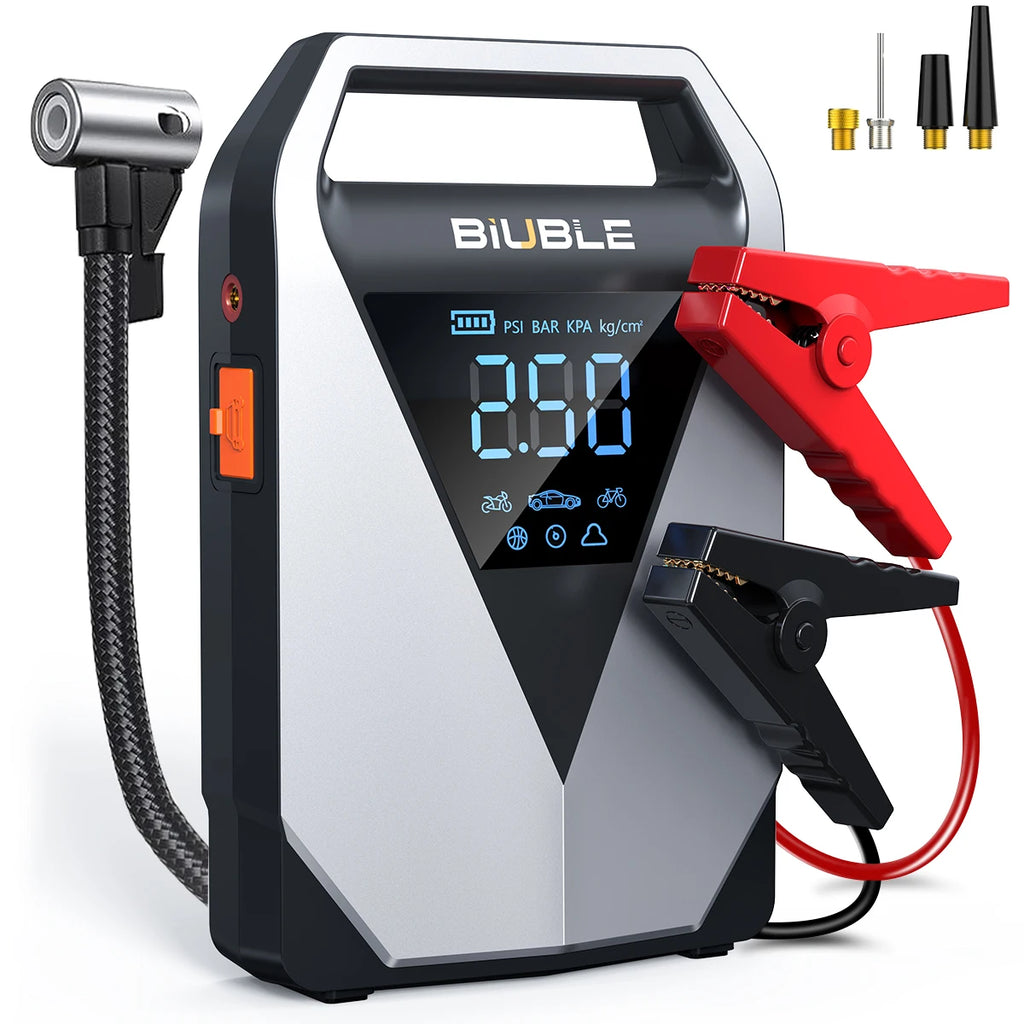 Portable 12V Car Jump Starter with 150PSI Air Compressor – 2500A Battery Booster & Tire Inflator