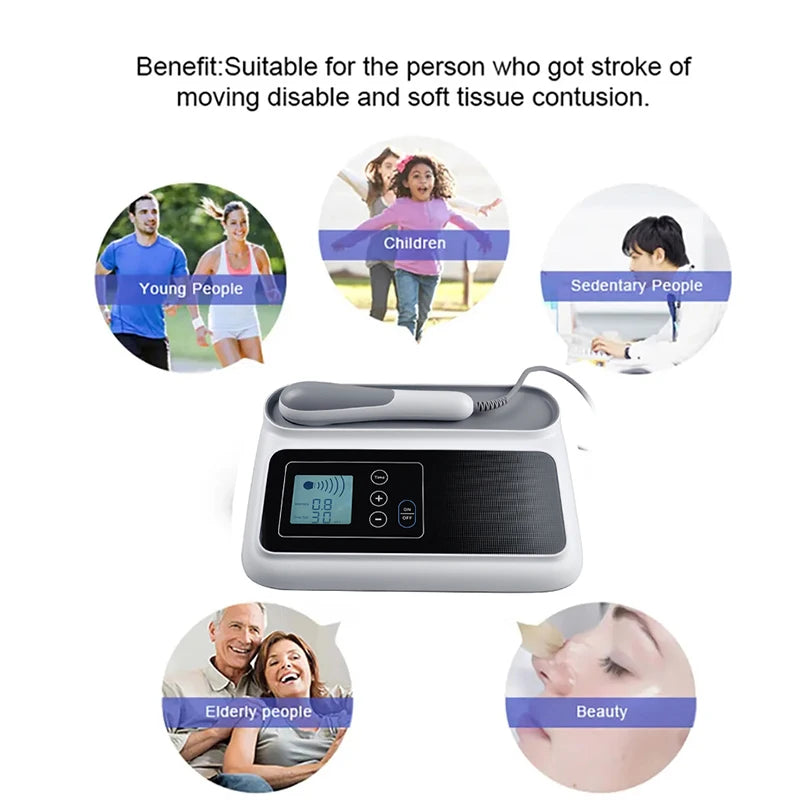 Drug-free ultrasound therapy machine designed to relieve muscle soreness and joint discomfort with digital LCD screen ⚡🧠
