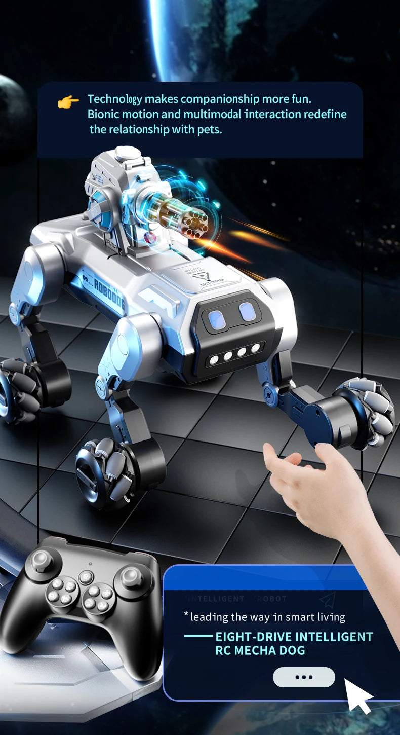 New 2.4G Remote-Control Robot Dog – Singing, Dancing, Follow Mode with 360° Rotating Cannon Toy for Kids