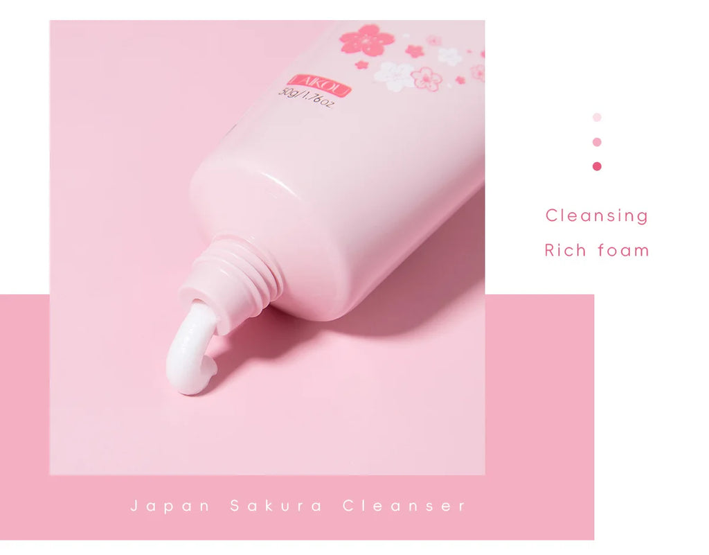 LAIKOU Sakura Cleanser Gentle Deep Cleaning Oil Control Moisturizing Shrink Pores Face Skin Care.