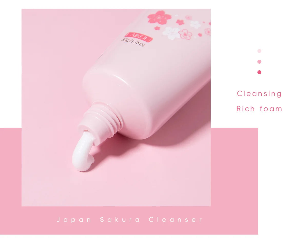 LAIKOU Sakura Cleanser Gentle Deep Cleaning Oil Control Moisturizing Shrink Pores Face Skin Care.