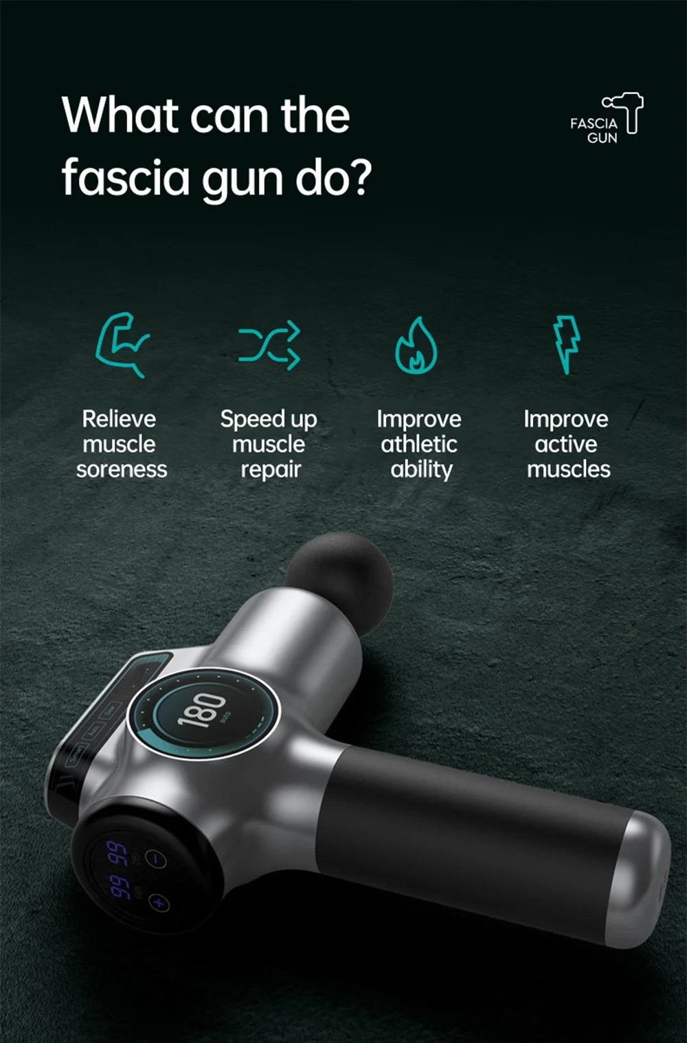 Elite 99-Level Percussion Massage Gun for Deep Muscle Therapy, Quiet Electric Body Massager for Fast Recovery and Pain Relief