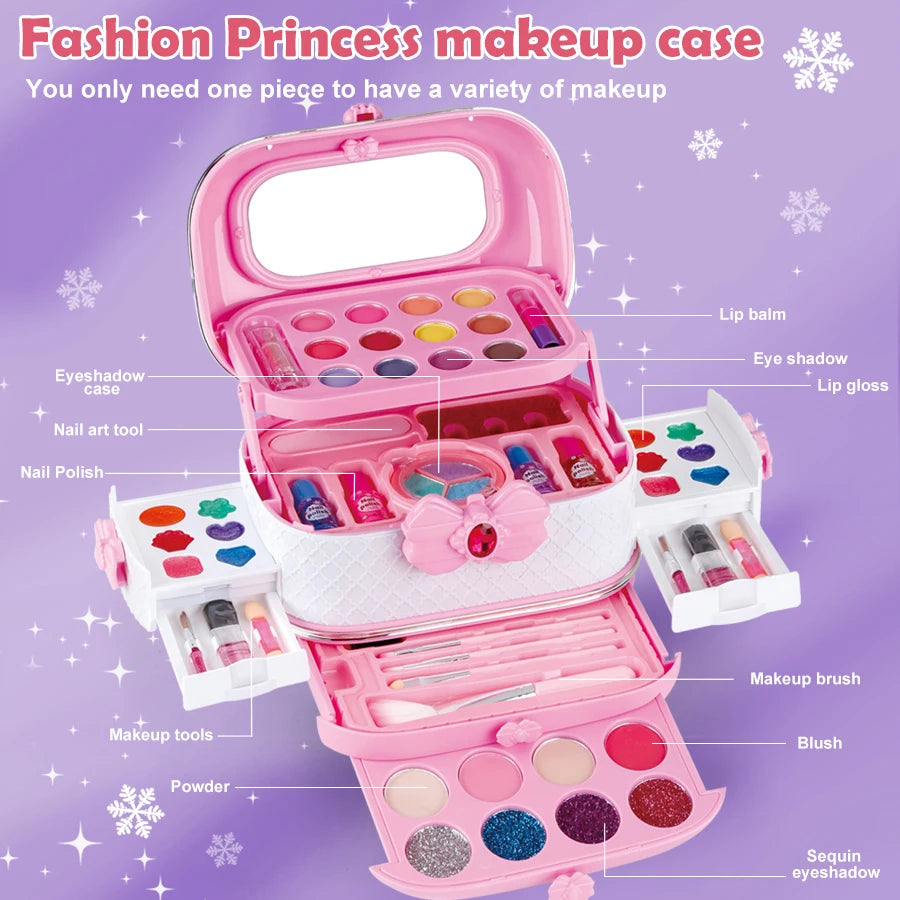 Washable Kids Makeup Kit for Girls – Real Pretend Play Beauty Set for Toddlers & Children