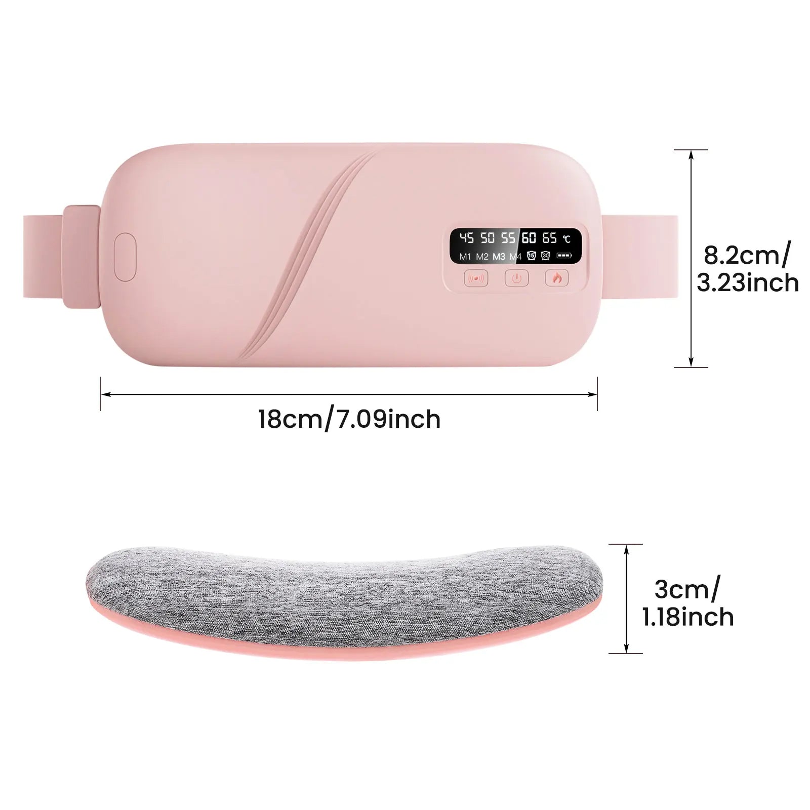 Smart Electric Heating & Vibration Waist Massager Belt with 5 Modes – Warm Therapy Pad for Period Cramp Relief and Comfort