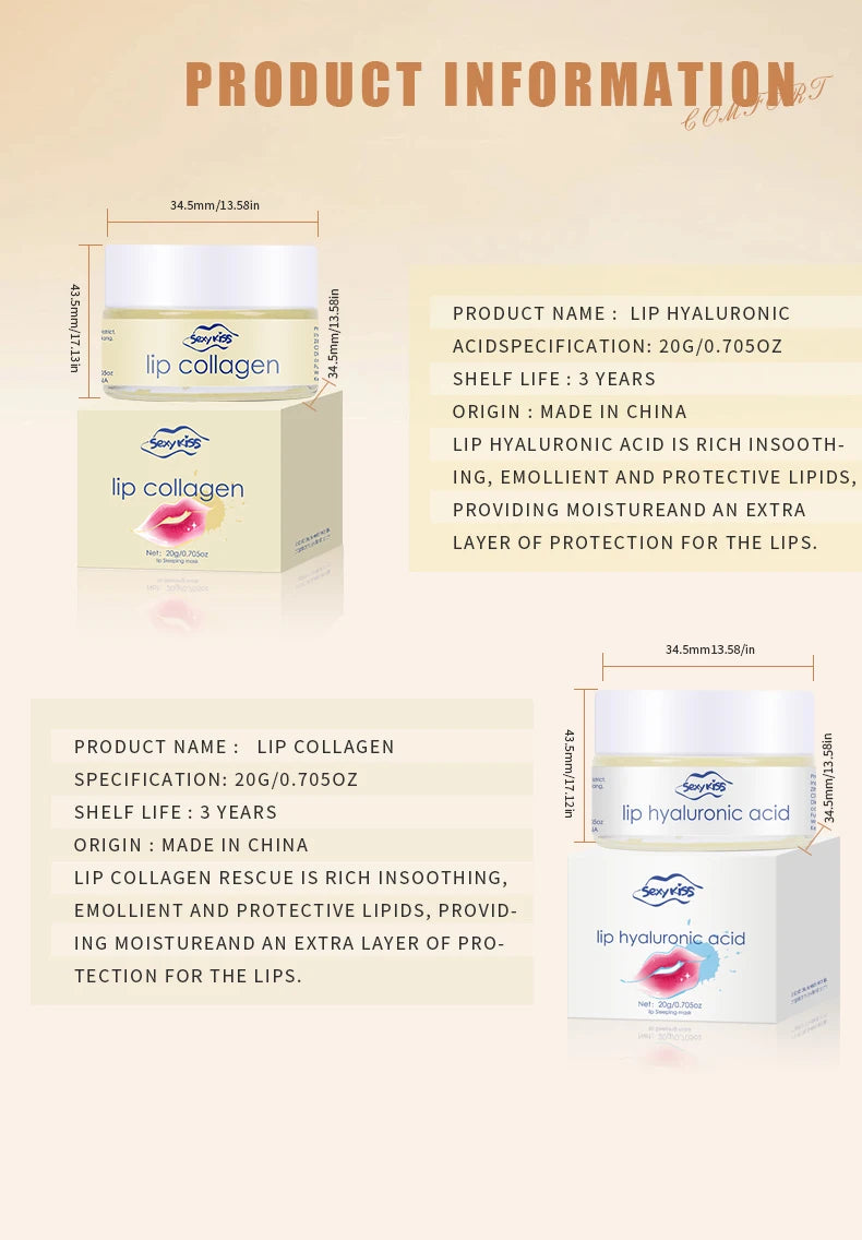 Hyaluronic acid collagen Sleep lip mask.