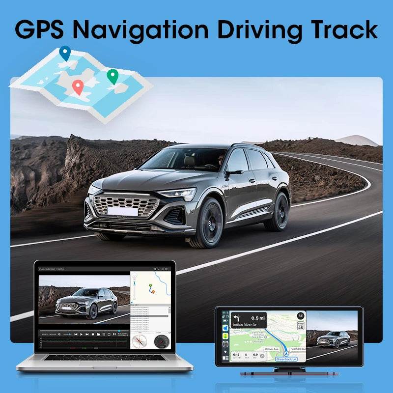 VTOPEK 8.1" 2.5K Car Dash Camera – Wireless CarPlay & Android Auto Display, GPS Navigation, WiFi DVR with Rear Camera