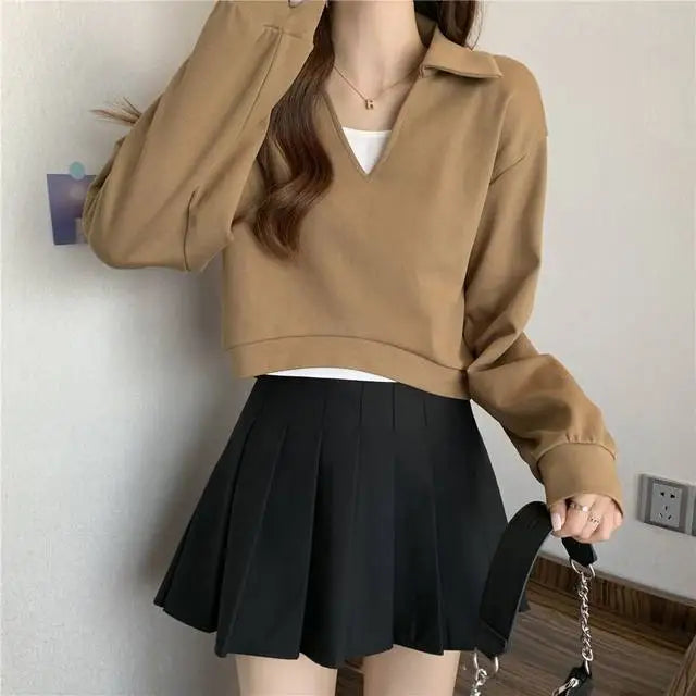 Sweatshirt For Women Cropped Matching Cheap Aesthetic Kpop Cotton