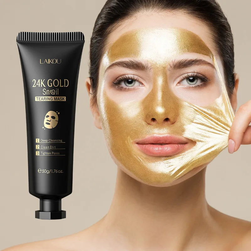 LAIKOU 24K Gold Sakura Peeling Face Mask Anti Wrinkle Whitening Blackhead Removal Facial Tear Off Mask