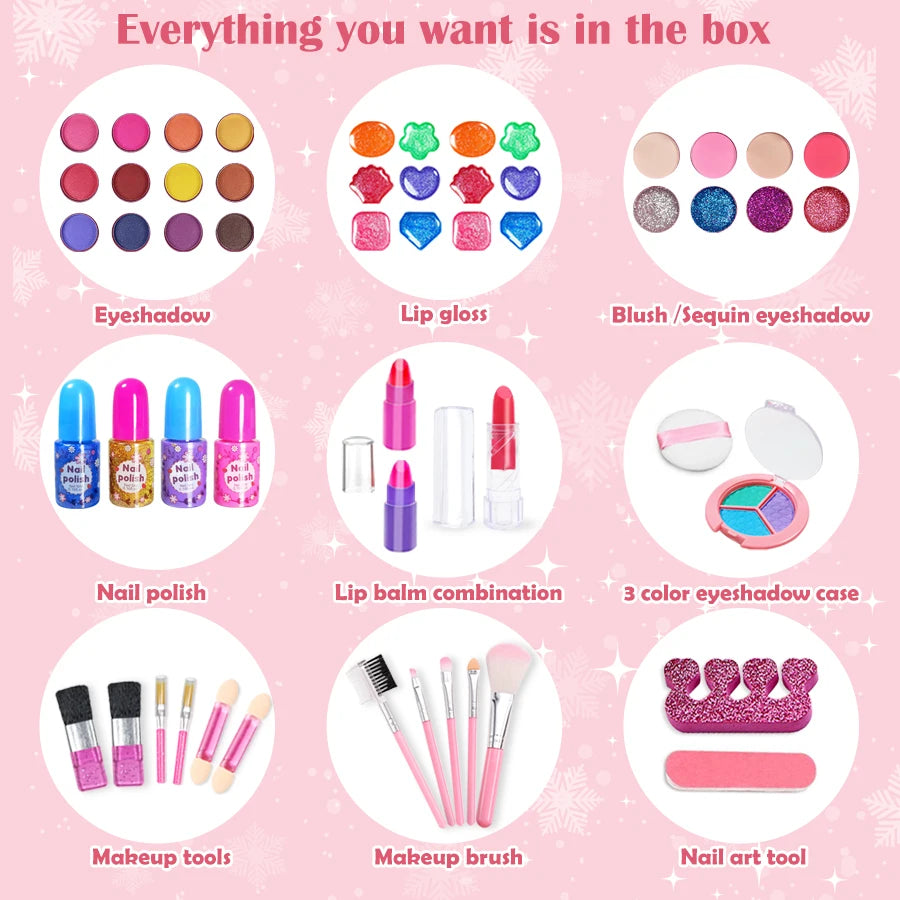 Washable Kids Makeup Kit for Girls – Real Pretend Play Beauty Set for Toddlers & Children