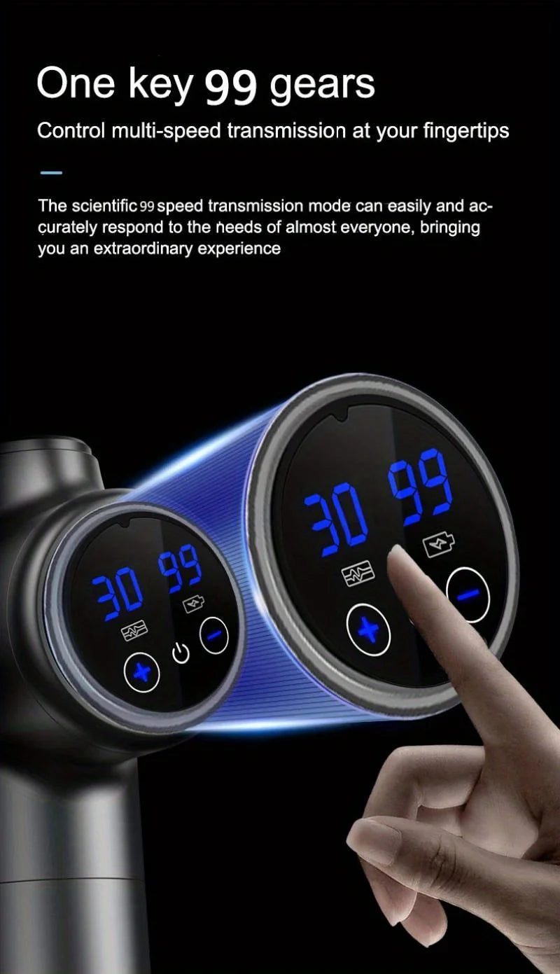 Elite 99-Level Percussion Massage Gun for Deep Muscle Therapy, Quiet Electric Body Massager for Fast Recovery and Pain Relief