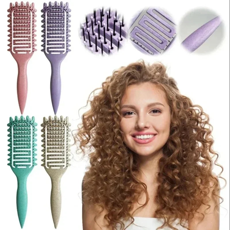 Curl Define Styling Brush Hollow Out Detangling Hair Brush Tangled Wet Curly Hair Comb