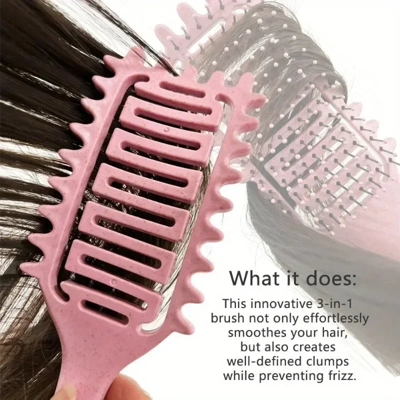 Curl Define Styling Brush Hollow Out Detangling Hair Brush Tangled Wet Curly Hair Comb