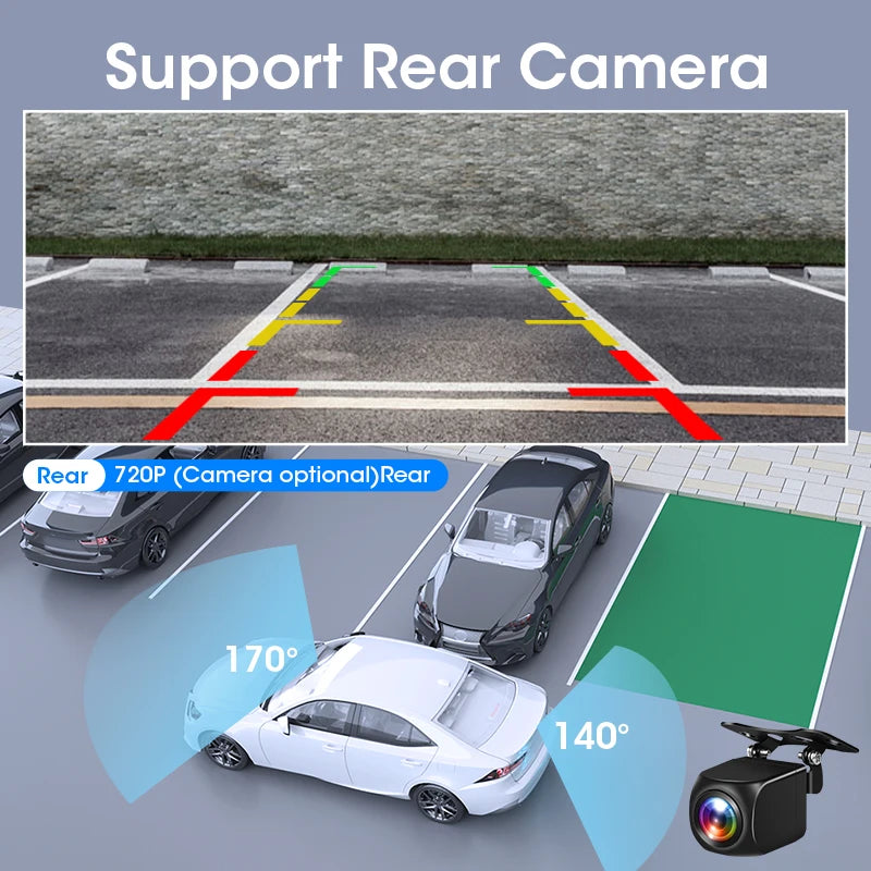 VTOPEK 8.1" 2.5K Car Dash Camera – Wireless CarPlay & Android Auto Display, GPS Navigation, WiFi DVR with Rear Camera