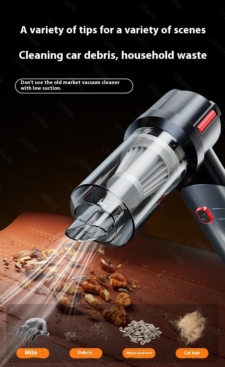 CENRR 998000PA Powerful Mini Cordless Car Vacuum Cleaner – Portable Handheld Vacuum & Blower for Car and Home Cleaning