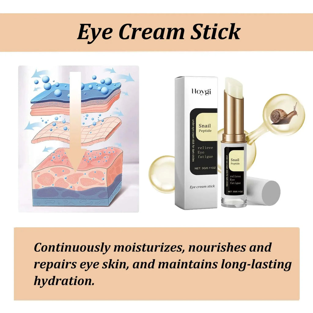 Snail Eye Cream Stick Collagen Fade Fine Lines Wrinkle Lightening Dark Circles.