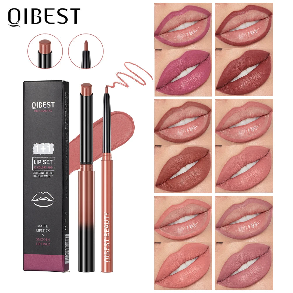 Lipstick Lipliner Pen Set Matte Velvet Lip Liner Pencil