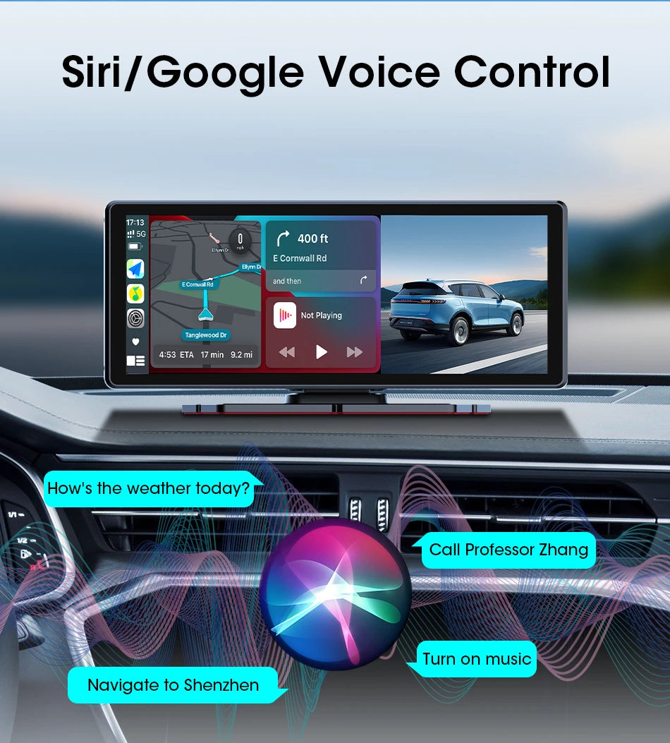 VTOPEK 8.1" 2.5K Car Dash Camera – Wireless CarPlay & Android Auto Display, GPS Navigation, WiFi DVR with Rear Camera