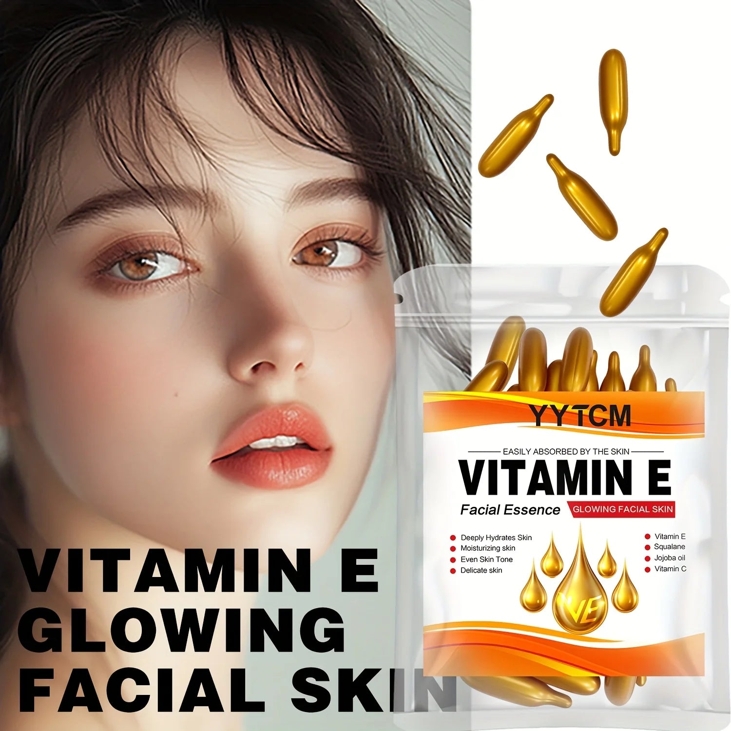 Vitamin E Deep Moisturizing Capsule Essence, Hydrates and Smoothest the Skin.
